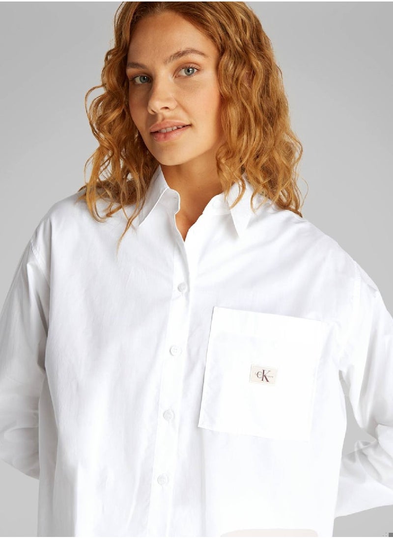 Calvin Klein Jeans - Women's Relaxed Cotton Poplin Shirt - Cotton, White - Image 1