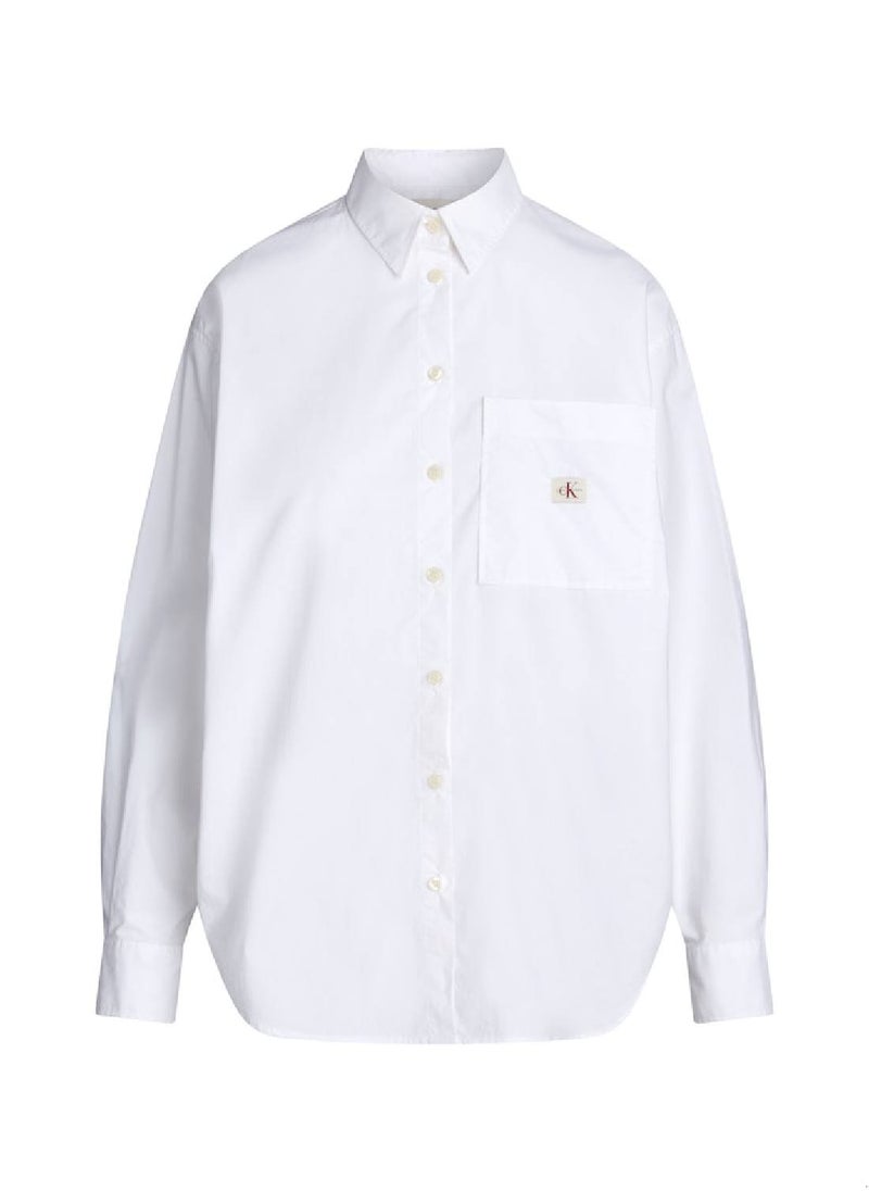 Calvin Klein Jeans - Women's Relaxed Cotton Poplin Shirt - Cotton, White - Image 1