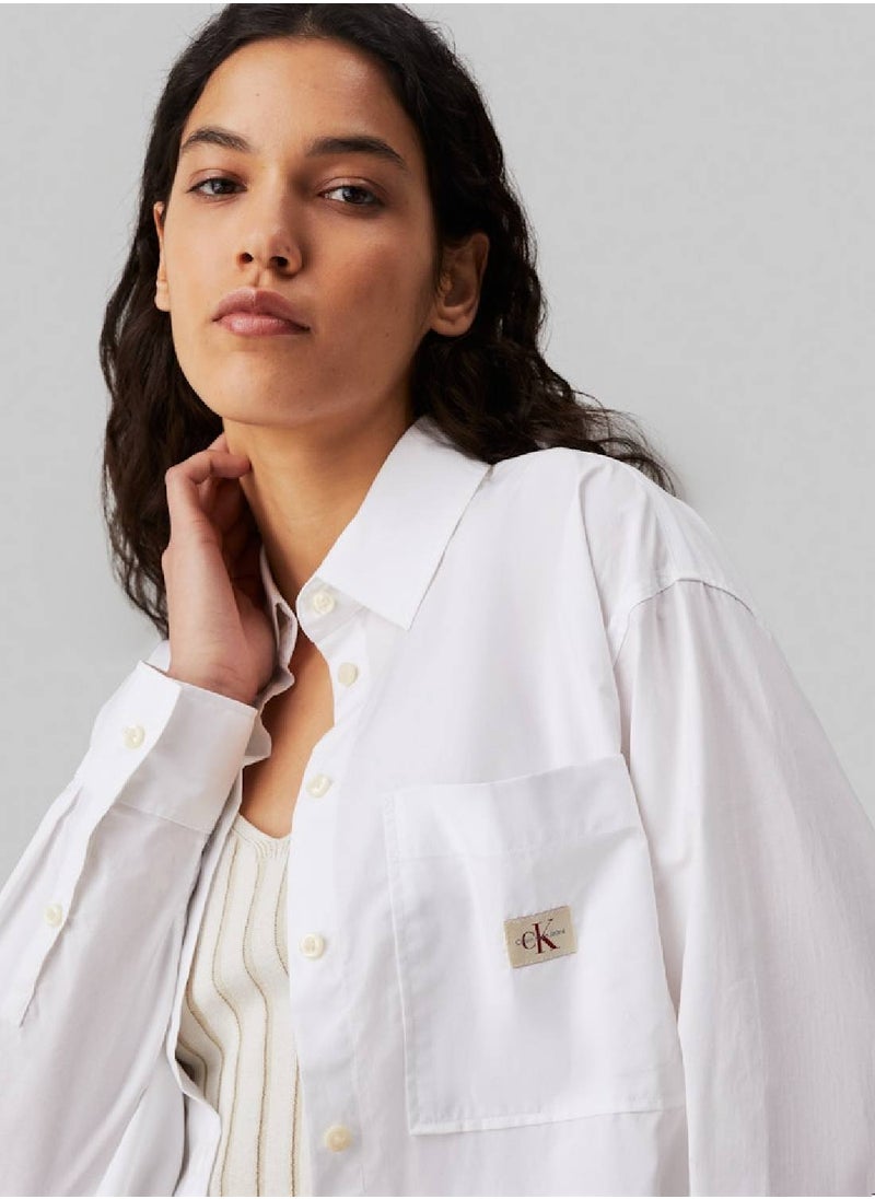 Calvin Klein Jeans - Women's Relaxed Cotton Poplin Shirt - Cotton, White - Image 1