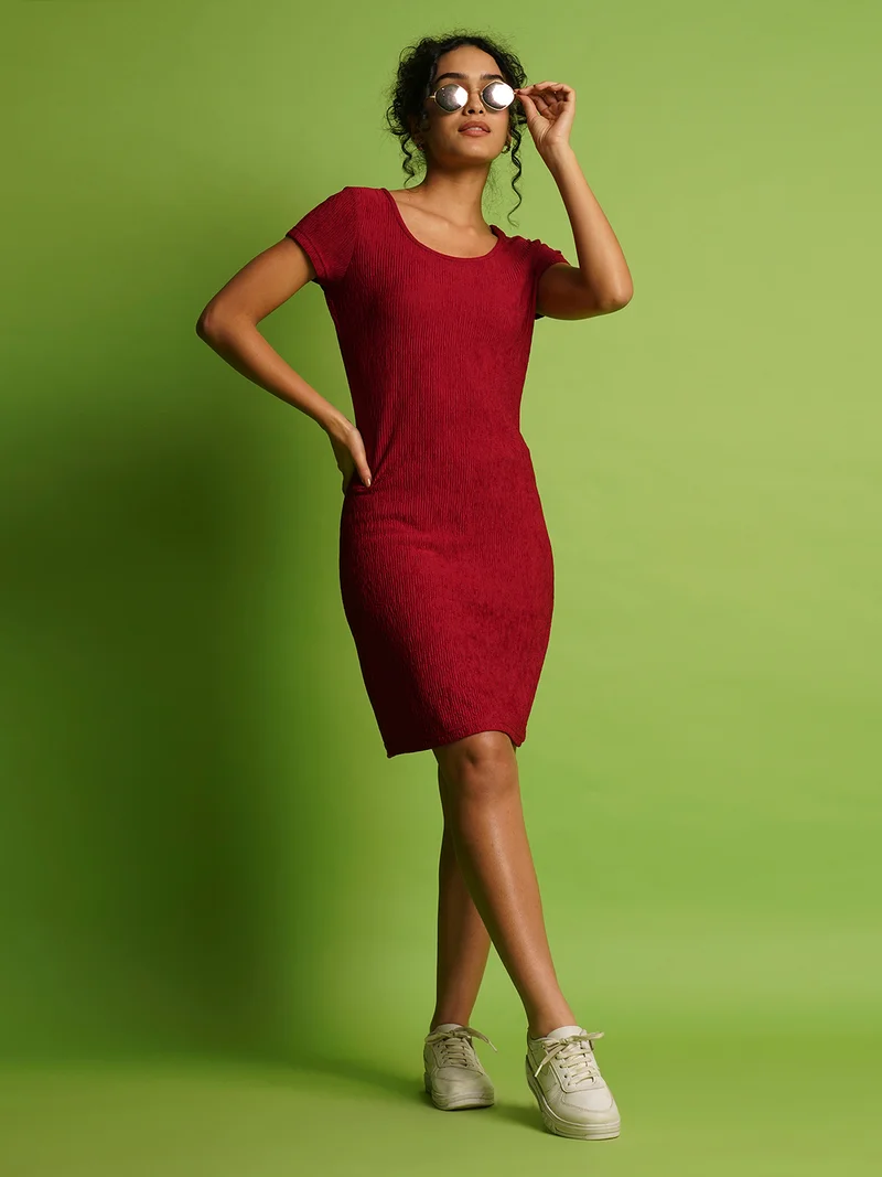 globus Women Round Neck Bodycon Dress