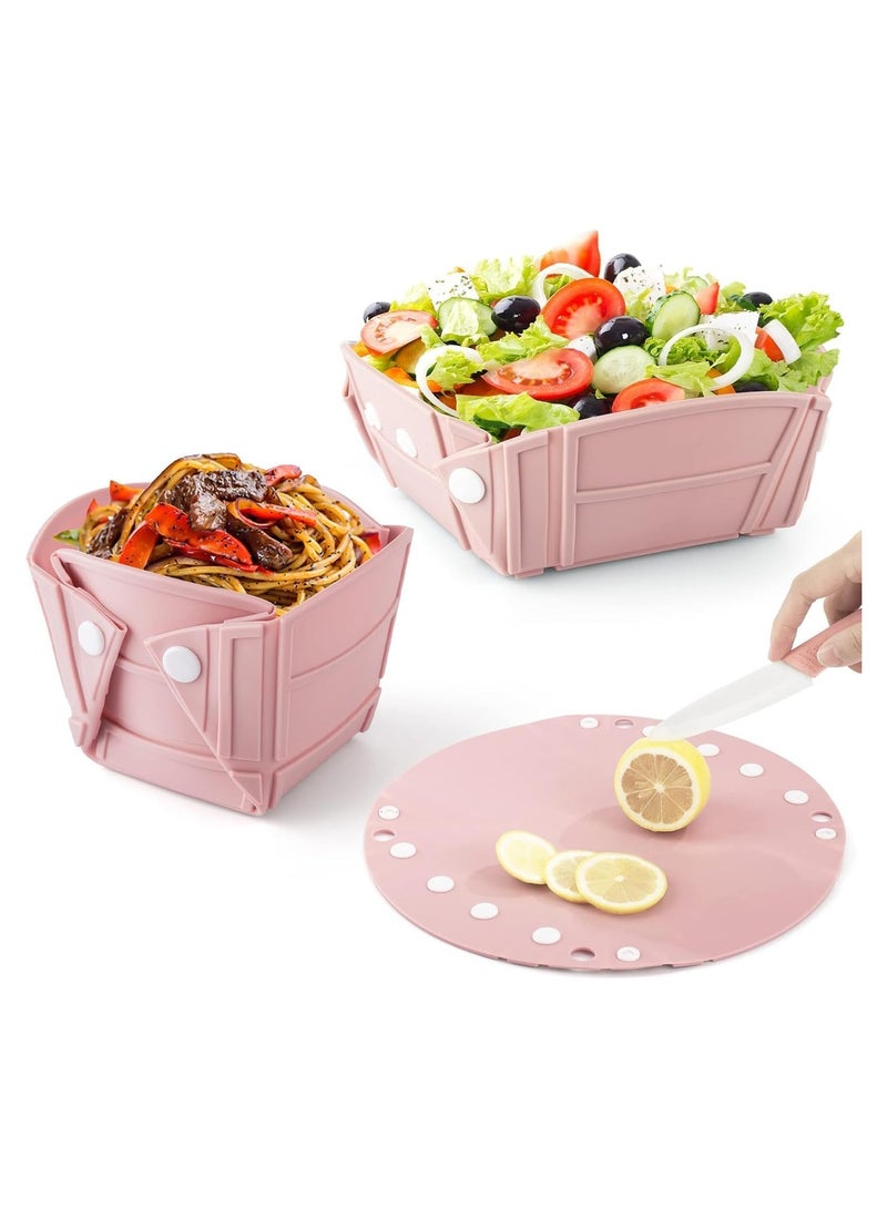 عام وعاء قابل للطي، وعاء سيليكون مخيم قابل للتخصيص وشكل متنقل، يطوى إلى وعاء أو طبق أو كوب، يوفر مساحة أساسيات التخييم - Image 1