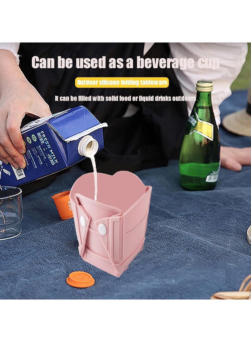 عام وعاء قابل للطي، وعاء سيليكون مخيم قابل للتخصيص وشكل متنقل، يطوى إلى وعاء أو طبق أو كوب، يوفر مساحة أساسيات التخييم - Image 2