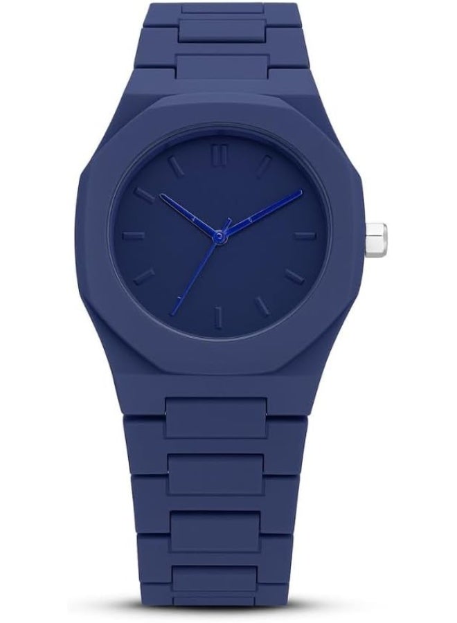 ساعة يد رجالية بتصميم كلاسيكي بسيط | مقاومة للماء مع سوار من الكربون الأزرق الداكن | مظهر عصري يناسب جميع الإطلالات - Image 1