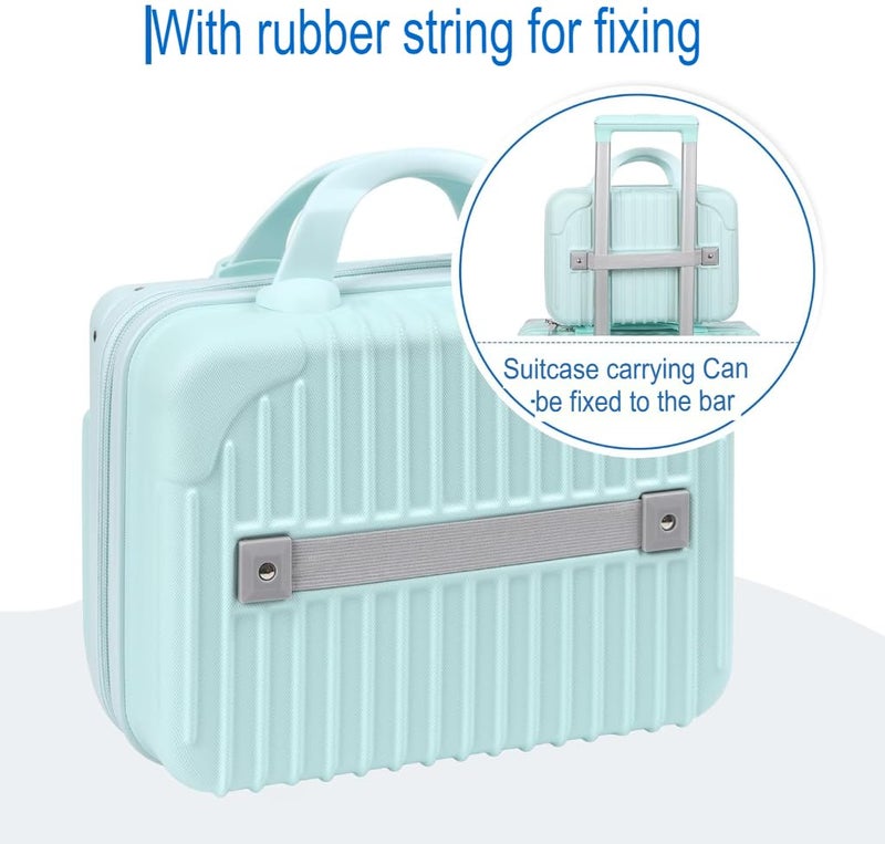 SUNBEET Mini Hard Shell Hard Travel Luggage Makeup Case Small Portable Carrying Case Suitcase Organizer Makeup Storage Box for Women (B-Sky-Blue) - Image 5