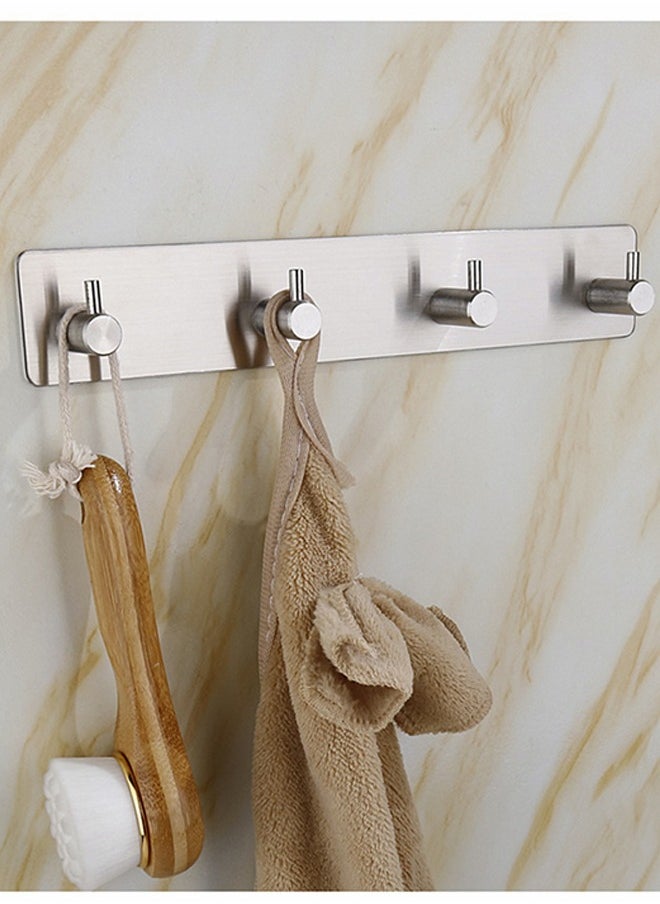 HomarKet - 4 Hooks Self Adhesive Stainless Steel Hooks Wall Mounted Heavy Duty Hanger Key Rack Towel Hooks for Bathroom Living Room and Kitchen - Image 1