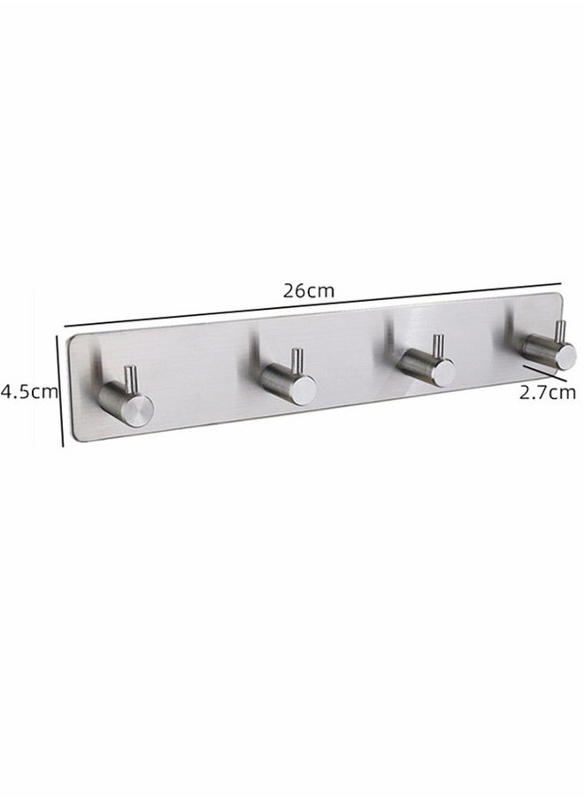 HomarKet - 4 Hooks Self Adhesive Stainless Steel Hooks Wall Mounted Heavy Duty Hanger Key Rack Towel Hooks for Bathroom Living Room and Kitchen - Image 1