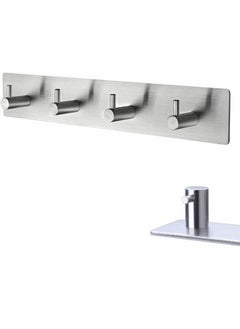 HomarKet 4 Hooks Self Adhesive Stainless Steel Hooks Wall Mounted Heavy Duty Hanger Key Rack Towel Hooks for Bathroom Living Room and Kitchen  - Image 2