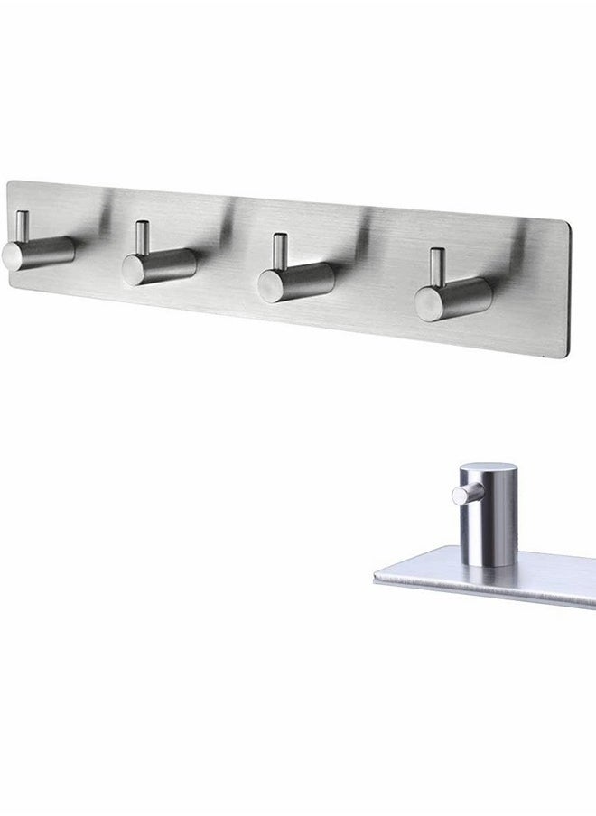 HomarKet - 4 Hooks Self Adhesive Stainless Steel Hooks Wall Mounted Heavy Duty Hanger Key Rack Towel Hooks for Bathroom Living Room and Kitchen - Image 1