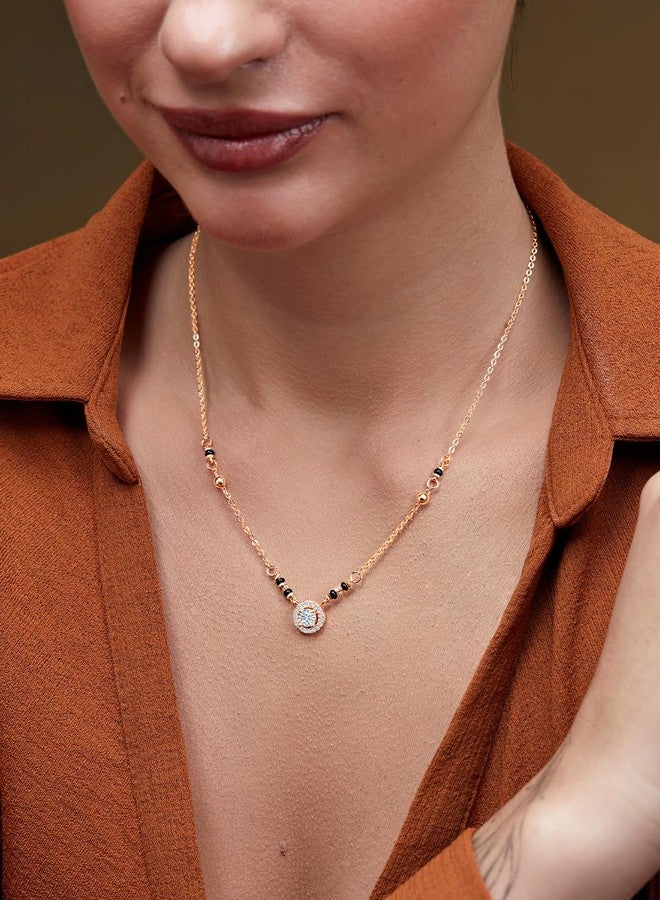 MINUTIAE Gold-Plated Artificial Stones and Beads Mangalsutra for Women's & Girls MNT0403RDD_G - Image 3
