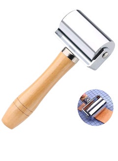 Excefore Leather Press Edge Roller Carbon Steel 60mm Leather Edge Creaser Leather Craft Wooden Handle Leather Edge Roller Tool  - Image 1