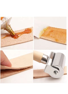 Excefore Leather Press Edge Roller Carbon Steel 60mm Leather Edge Creaser Leather Craft Wooden Handle Leather Edge Roller Tool  - Image 3