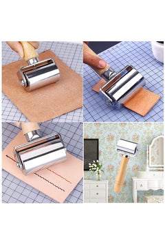 Excefore Leather Press Edge Roller Carbon Steel 60mm Leather Edge Creaser Leather Craft Wooden Handle Leather Edge Roller Tool  - Image 2