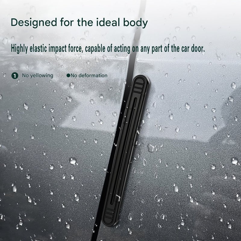 4pcs Black Universal Car Door Edge Bumper Strips Anti Collision Mirror Adhesive - Image 3
