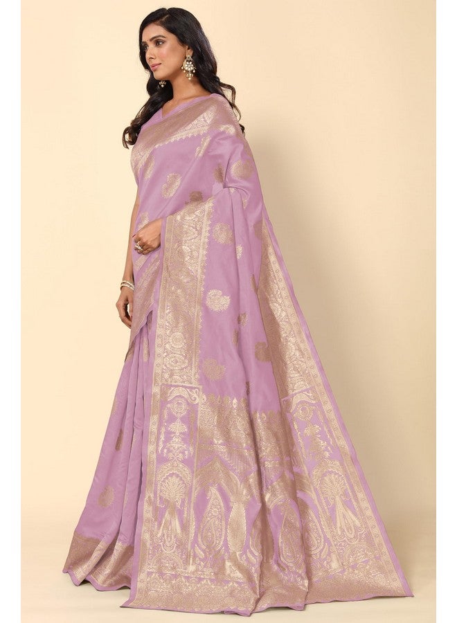 Subham Women's Silk Cotton Banarasi Soft Saree with Blouse Piece | Jacquard Design Kanjivaram Sarees | Golden Zari (46122 - Light Pink, Golden) - Image 5