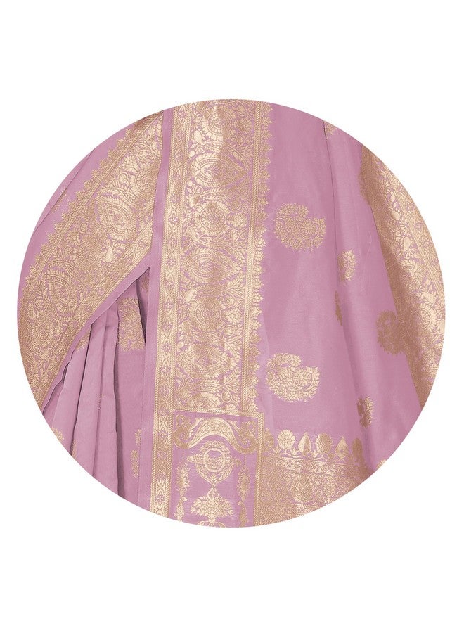 Subham Women's Silk Cotton Banarasi Soft Saree with Blouse Piece | Jacquard Design Kanjivaram Sarees | Golden Zari (46122 - Light Pink, Golden) - Image 4