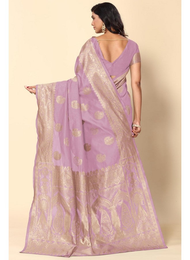 Subham Women's Silk Cotton Banarasi Soft Saree with Blouse Piece | Jacquard Design Kanjivaram Sarees | Golden Zari (46122 - Light Pink, Golden) - Image 3