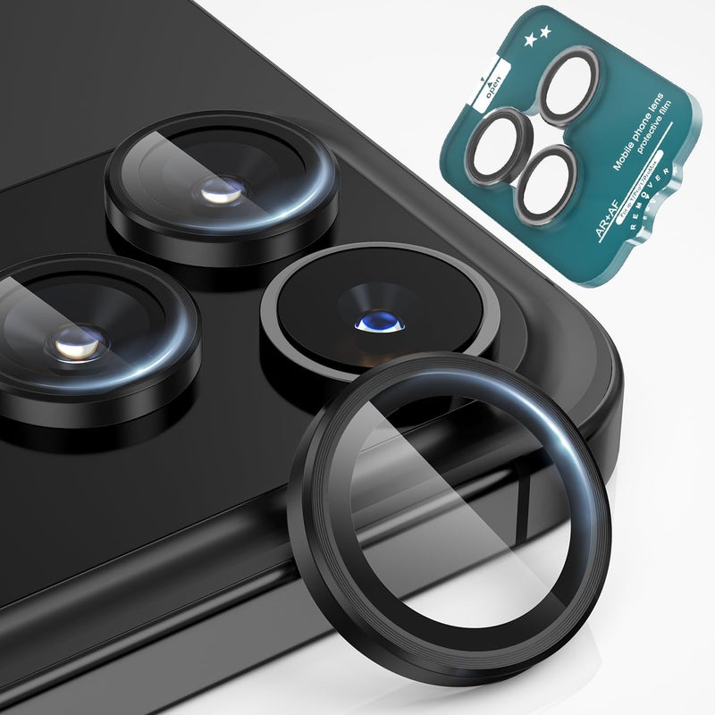 imluckies Camera Lens Protector for iPhone 17 Pro/ iPhone 17 Pro Max/ iPhone 16 Pro/ iPhone 16 Pro Max, AR+AF Tempered Glass & 9H Hardness Shatterproof, HD Clear Metal Lens Cover with Installation Tray 2025, Black - Image 1