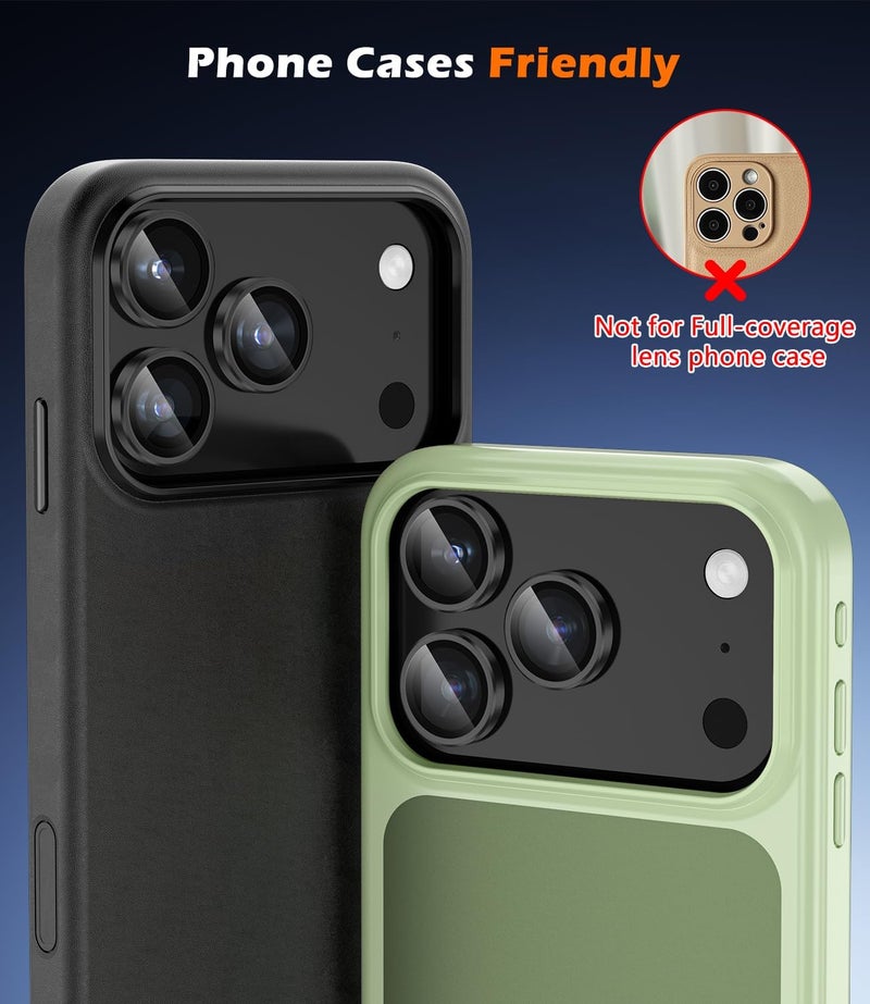 imluckies Camera Lens Protector for iPhone 17 Pro/ iPhone 17 Pro Max/ iPhone 16 Pro/ iPhone 16 Pro Max, AR+AF Tempered Glass & 9H Hardness Shatterproof, HD Clear Metal Lens Cover with Installation Tray 2025, Black - Image 5
