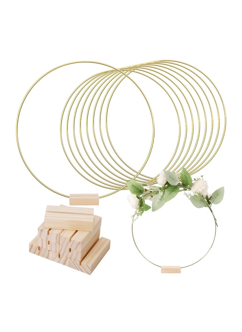 Y&D 8+8 PCS 12 Inch Metal Floral Hoop Centerpiece for Table, Wreath Ring with 10 Place Card Holders, Table Decorations  - Image 1