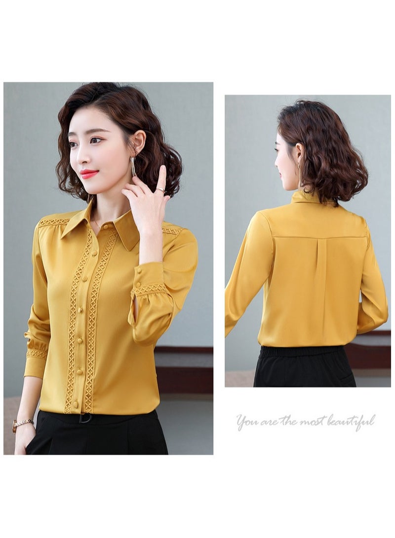 Shougu New Temperament Solid Color Shirt Women's Long Sleeved Shirt  - Image 2
