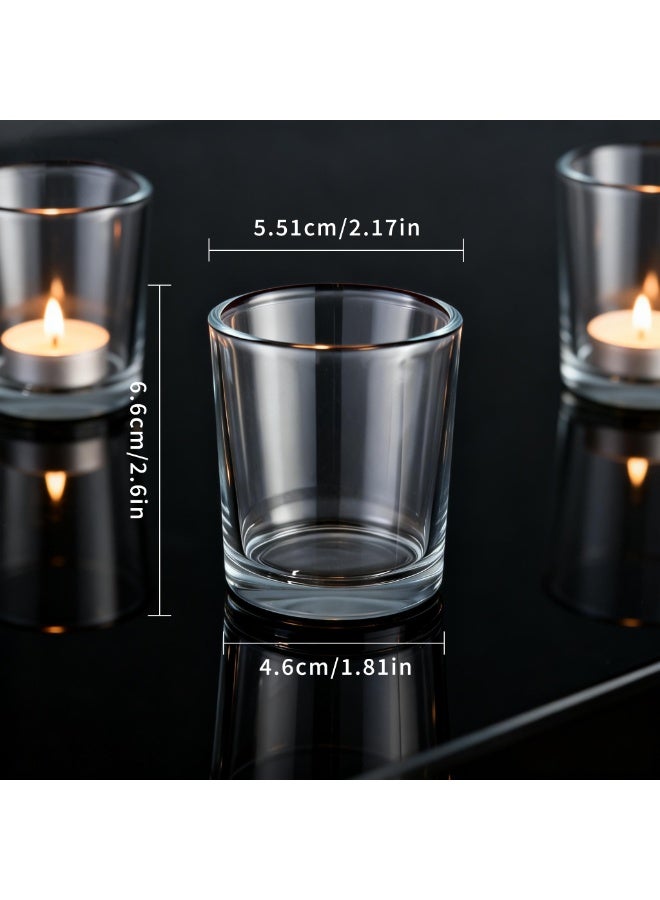SKYLINK 12Pack Glass Votive Candle Holders, Clear Tealight Candle Holders Thick Base Candle Cups for Weddings, Table Centerpieces, Home Decor & DIY Candles - Image 2