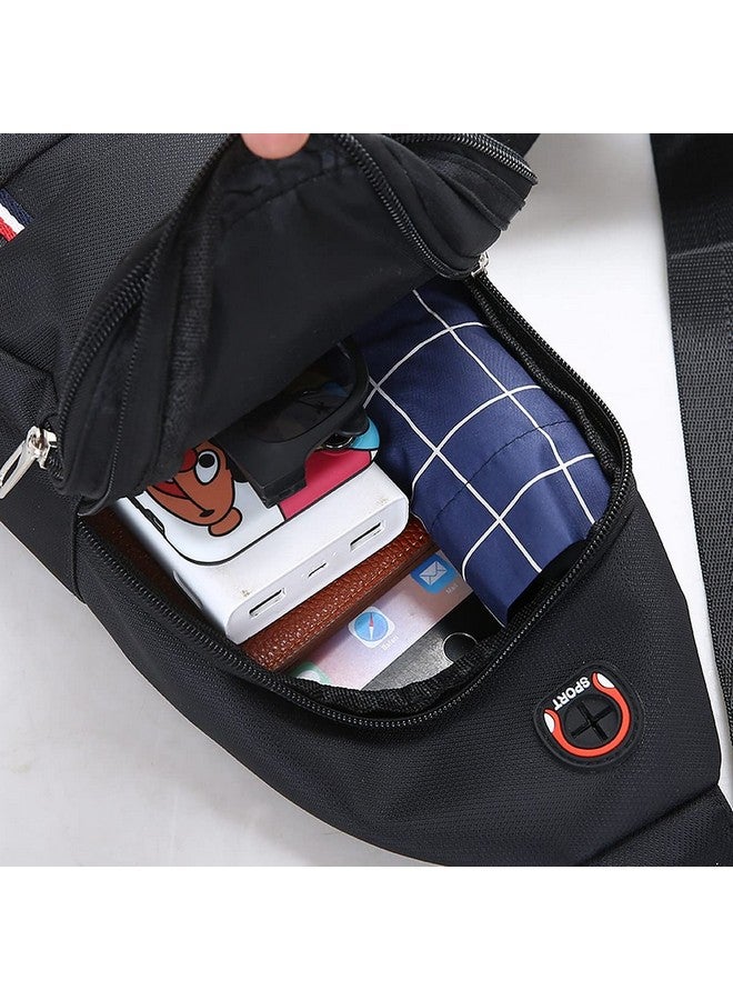 wolpin wolpin Waterproof Oxford cloth Messenger Bag Sling Bag for Men & Women Crossbody Small Shoulder Chest Anti Theft Travel Personal Pocket Bag Casual Backpack (Black) - Image 4