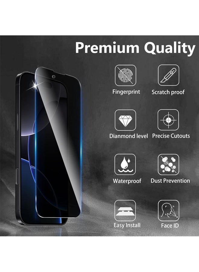 3 Pack Privacy Screen Protector Designed for iPhone 16 Pro Max, Full Coverage Anti-Spy Tempered Glass Film, 9H Hardness, Anti-Fingerprint ,Bubble Free - Image 2