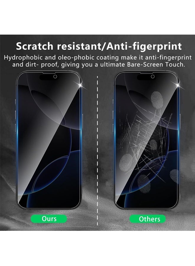 3 Pack Privacy Screen Protector Designed for iPhone 16 Pro Max, Full Coverage Anti-Spy Tempered Glass Film, 9H Hardness, Anti-Fingerprint ,Bubble Free - Image 4