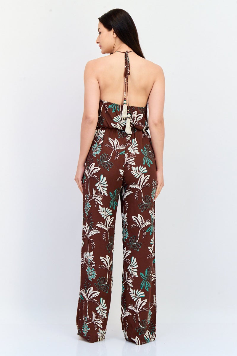 KOTON Women Allover Print Strapless Jumpsuit, Multicolor - Image 2