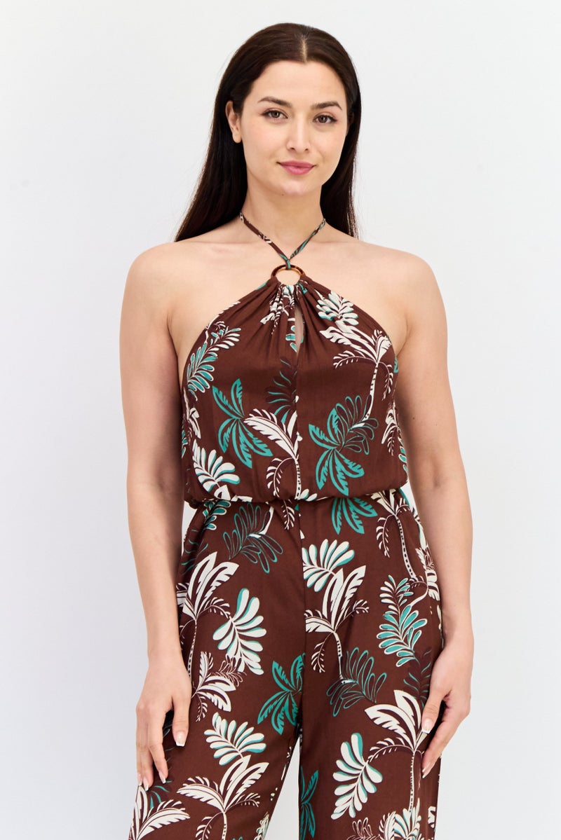 KOTON Women Allover Print Strapless Jumpsuit, Multicolor - Image 4