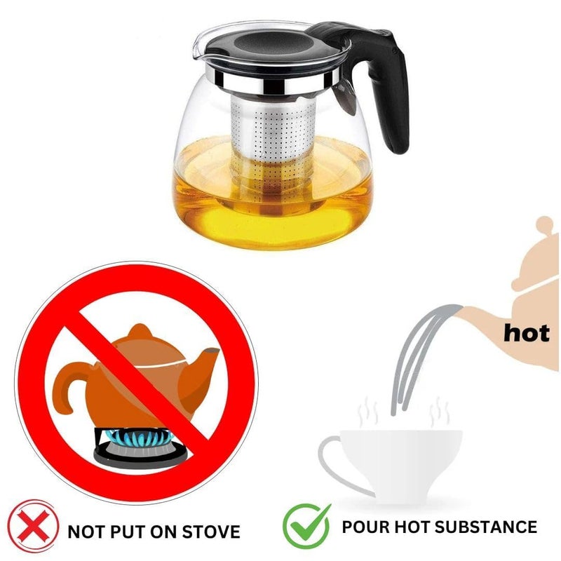 Foxelli Glass Teapot Infuser HeatResistant Borosilicate Glass Tea Kettle with Removable Infuser Stove Top Safe Glass Teapot 1000 Ml 33 Oz Tea Pot with Infusers for Loose Tea Gift for Women and Adult - Image 5