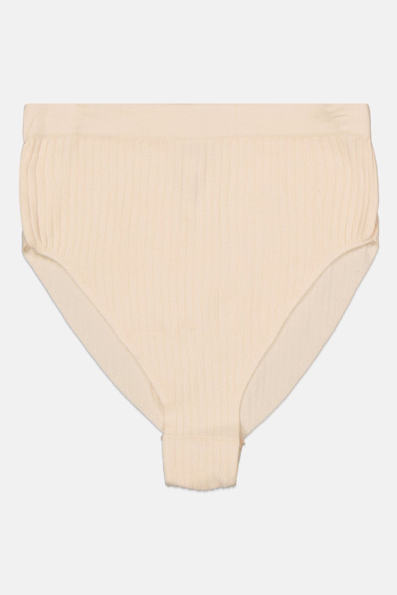 Etam Women Textured Pull On High Waist Panty, Beige - Image 1