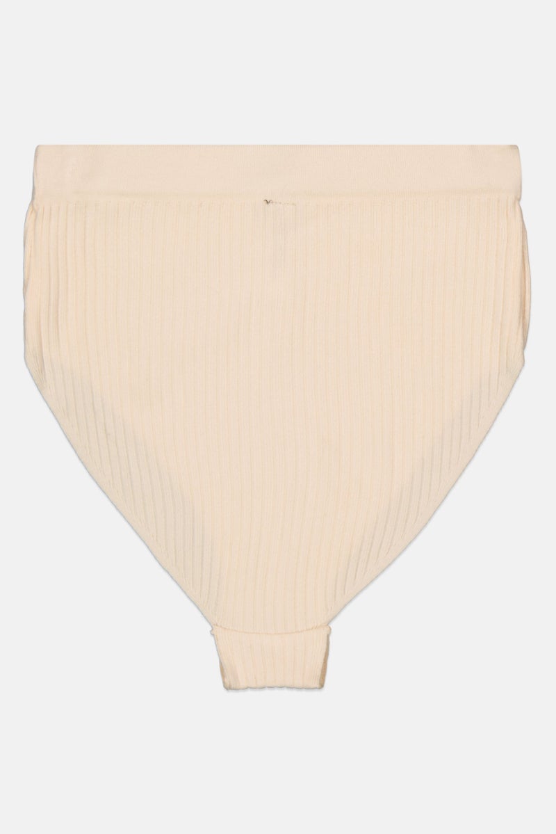 Etam Women Textured Pull On High Waist Panty, Beige - Image 2