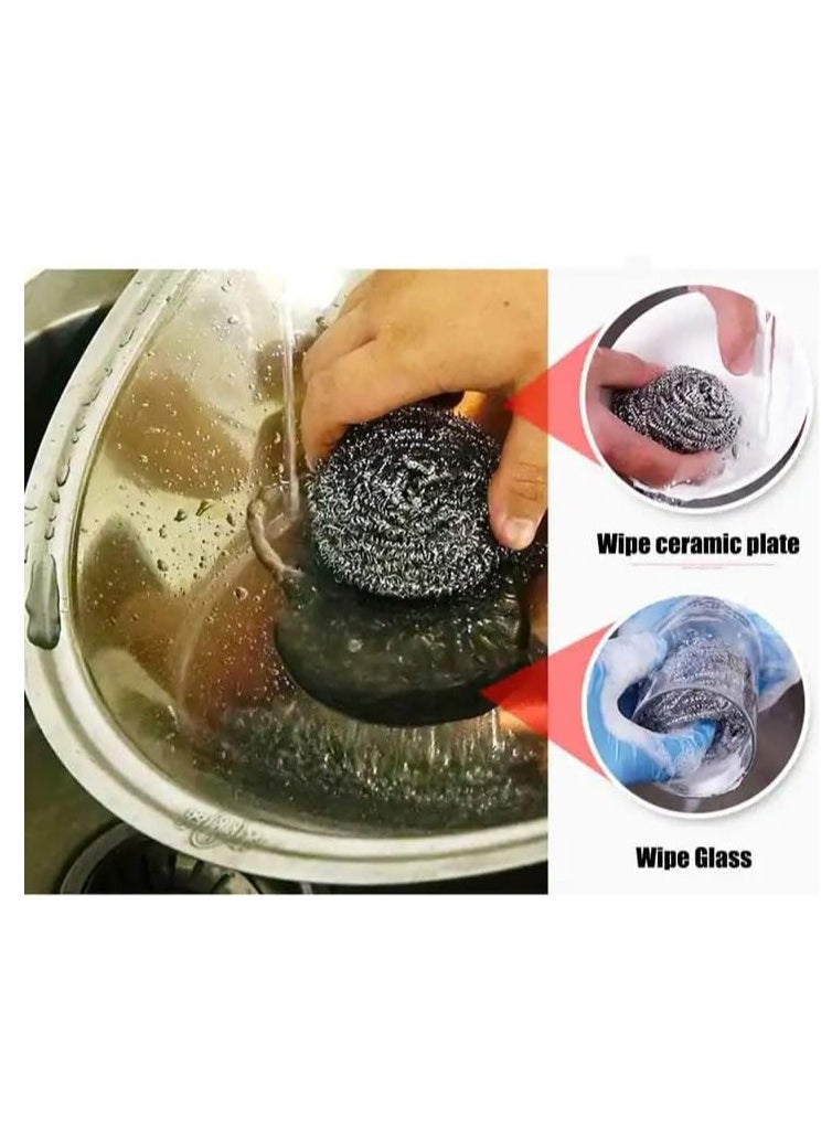 ECVV ECVV 4Pcs Stainless Steel Metal Spiral Scrub Sponge,Ideal for Cast Iron Pans, Powerful Scrubbing,Hard cleaning, Kitchen sponge,Scrub, Kitchen, Garage, Outdoor  - Image 2