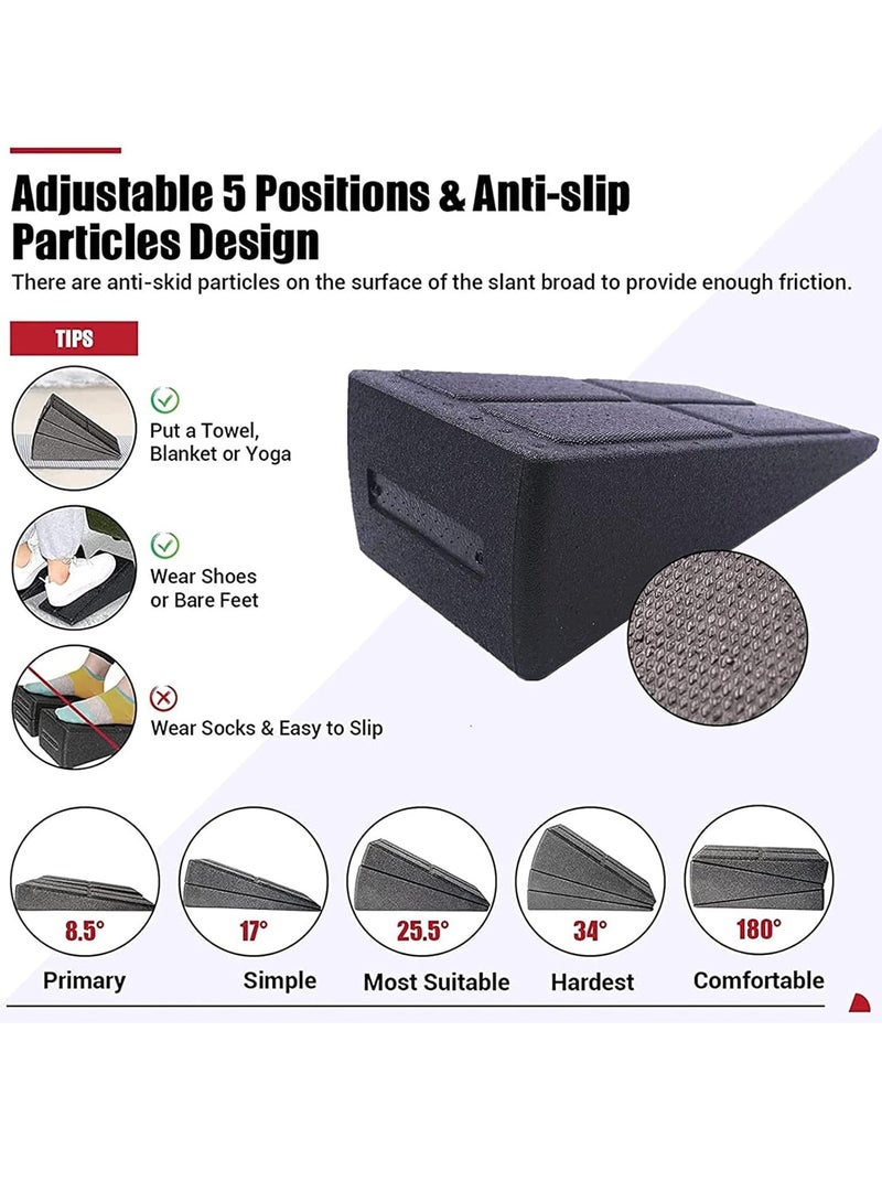 اسم المحتوى ناريلا كتلة إسفين القرفصاء، 3 قطع من لوح مائل لشد الساق، مكعبات رفع الساق من إسفنج اليوجا قابلة للتعديل للعلاج الطبيعي وتمارين الساق والكاحل والقدم - Image 3
