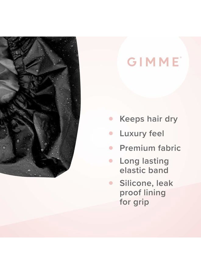 Gimme Beauty - Lined Shower Cap for Women and Men - Sleek Waterproof Shower Cap for Long Hair or Dry Styles - Reusable & Fast Drying with a Silicone Leak Proof Lining - Black (1 Count) - Image 3