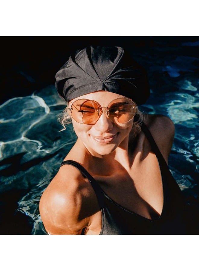 Gimme Beauty - Lined Shower Cap for Women and Men - Sleek Waterproof Shower Cap for Long Hair or Dry Styles - Reusable & Fast Drying with a Silicone Leak Proof Lining - Black (1 Count) - Image 5