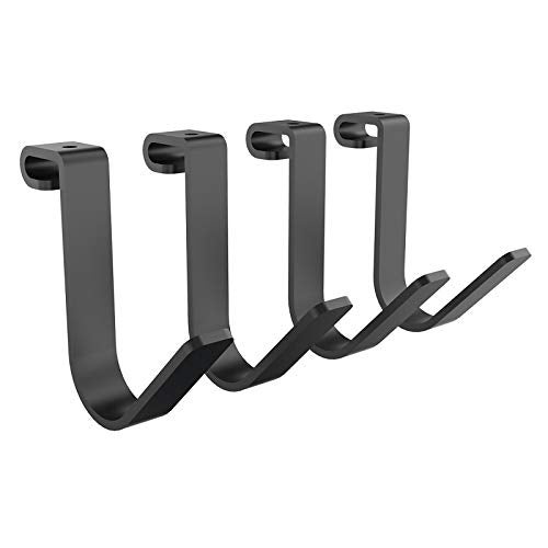 FLEXIMOUNTS 4 Pack Add On Storage Rail Hook Accessory for Ceiling Rack and Wall Shelving, Max Weight Capacity up to 50lbs, Black - Image 1