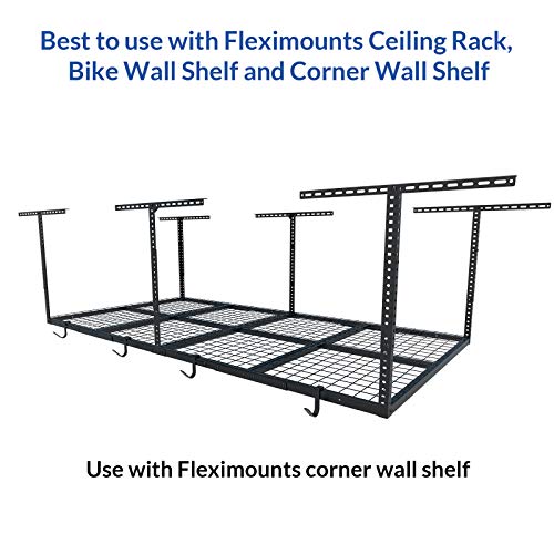 FLEXIMOUNTS 4 Pack Add On Storage Rail Hook Accessory for Ceiling Rack and Wall Shelving, Max Weight Capacity up to 50lbs, Black - Image 5