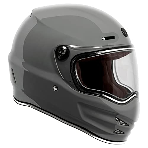 TORC T9 Full Face Retro Motorcycle Helmet DOT&ECE Approved, Gloss Grey, Small - Image 3
