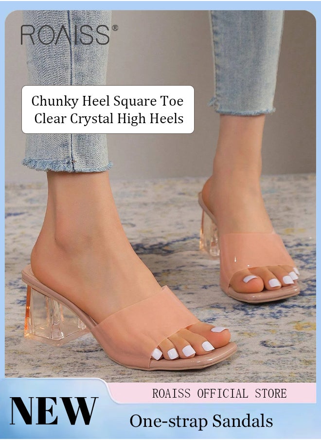 Crystal Chunky Block Heels for Women Square Toe One Strap Outer Wear Slippers Transparent Slingbacks Sandals - pzsku/Z58F924D71AA83F2BA460Z/45/_/1702027919/d75640c3-4008-4ffb-9fbb-4c1565393a52