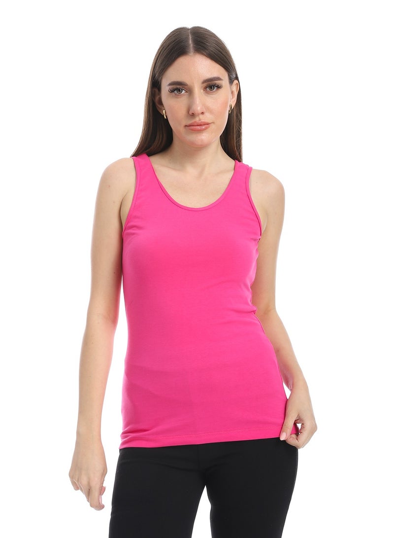 Andora Cotton Basic Plain Tank Top_Fuchsia - Image 1