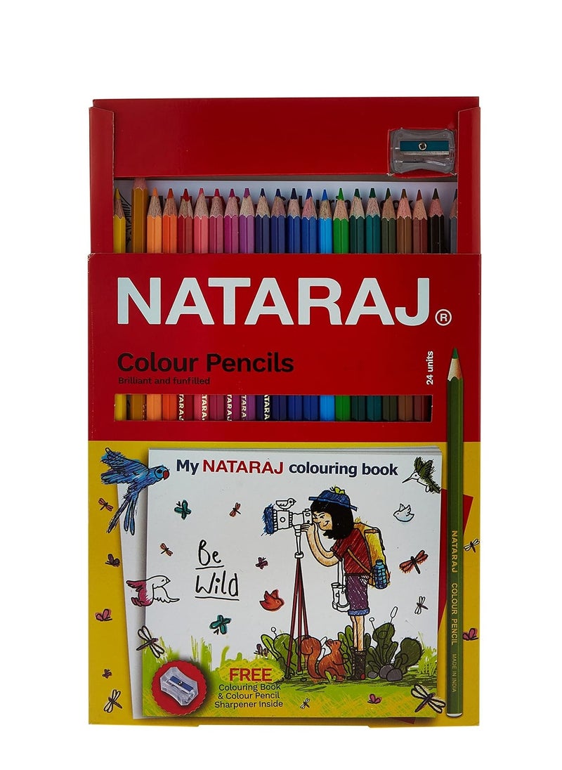 NATARAJ 24-Piece Colour Pencils Multicolour With Colouring Book And Sharpener 
