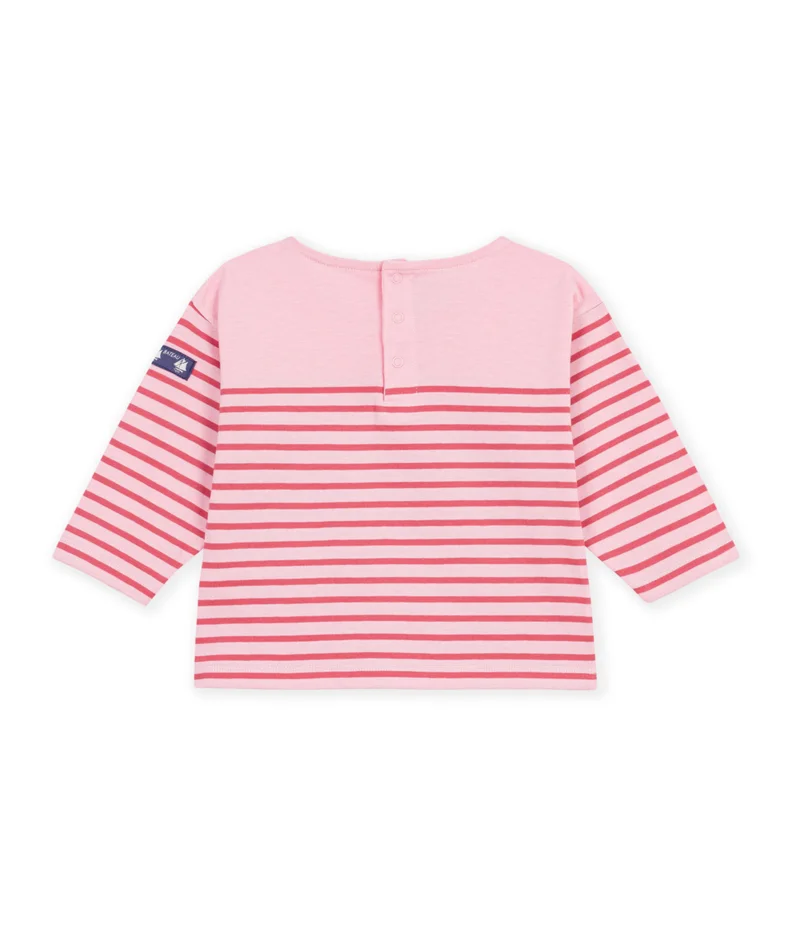 Petit Bateau Babies' Long-Sleeved Stripy Cotton T-Shirt.