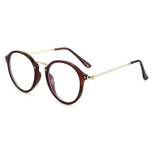 Dervin Zero Power Computer Bluelight Blocking Glasses For Men and Women | Blue Cut Computer Glasses | Anti Glare, Lightweight & Blocks Harmful Rays | Full Rim Round | 100% UV Protected (Brown-Clear) - Image 1