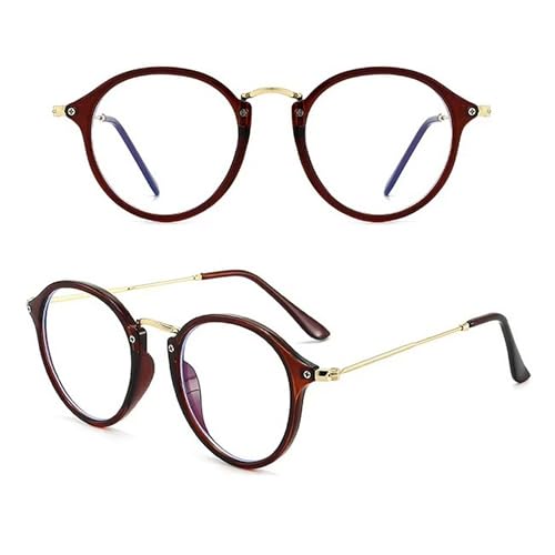 Dervin Zero Power Computer Bluelight Blocking Glasses For Men and Women | Blue Cut Computer Glasses | Anti Glare, Lightweight & Blocks Harmful Rays | Full Rim Round | 100% UV Protected (Brown-Clear) - Image 3