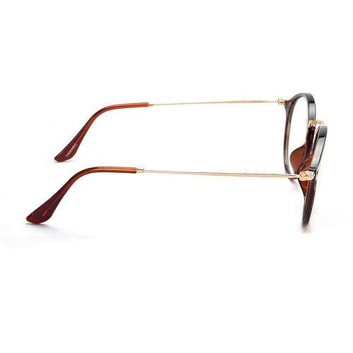 Dervin Zero Power Computer Bluelight Blocking Glasses For Men and Women | Blue Cut Computer Glasses | Anti Glare, Lightweight & Blocks Harmful Rays | Full Rim Round | 100% UV Protected (Brown-Clear) - Image 4