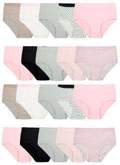 FRUIT OF THE LOOM Fruit of the Loom Girls' Tag Free Cotton Brief Underwear Multipacks, Brief-20 Pack-Black/Pink/Grey, 12  - Image 1