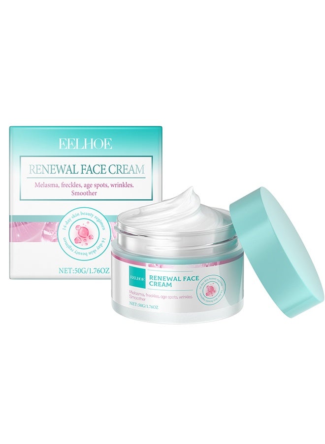 إيلهو كريم تجديد الوجه، مزيل البقع الداكنة للوجه، كريم مضاد للتجاعيد للكلف والنمش، كريم إصلاح وتفتيح، كريم للوجه لجميع أنواع البشرة - 50 جرام - Image 1