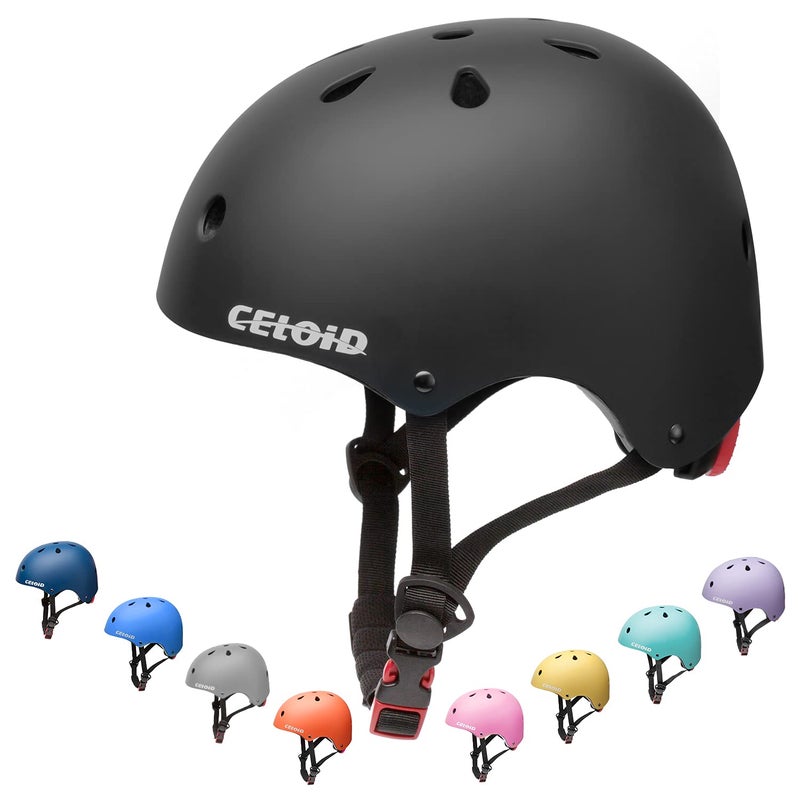 CELOID Kids Bike HelmetToddler Skateboard Helmets for Ages 56 Years Boys GirlsAdjustable MultiSport Bicycle Skateboarding Roller Skating Scooter Balance Bike HelmetBlack